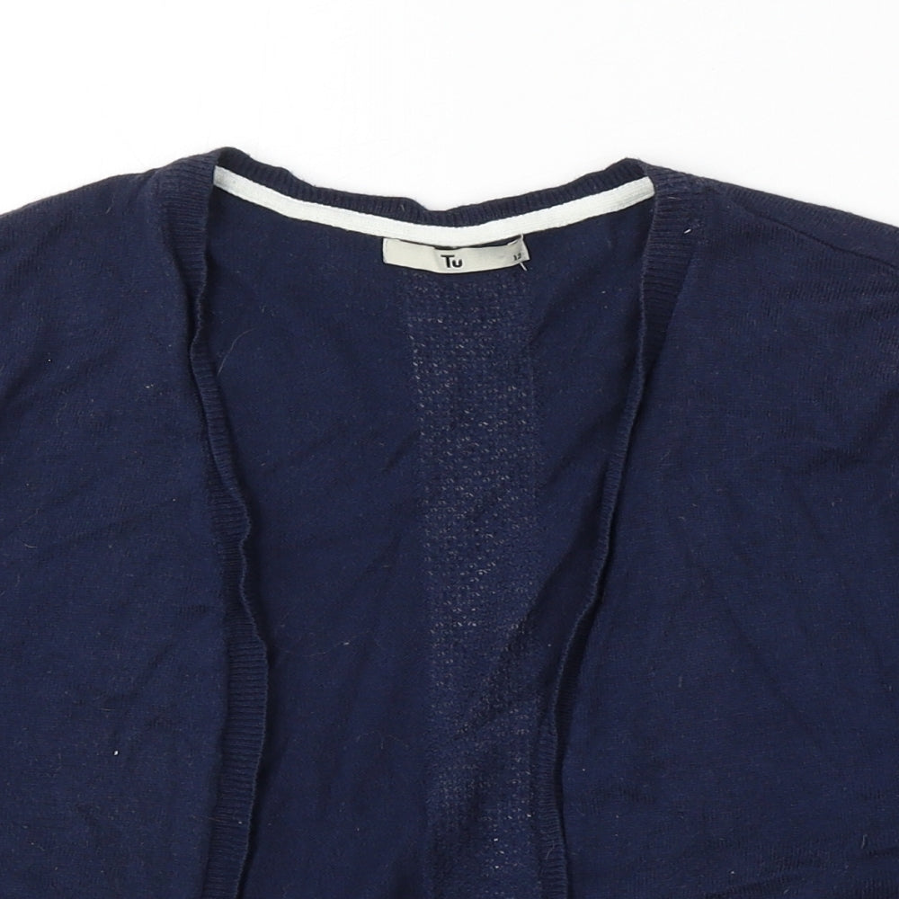 TU Womens Blue V-Neck Cotton Cardigan Jumper Size 12