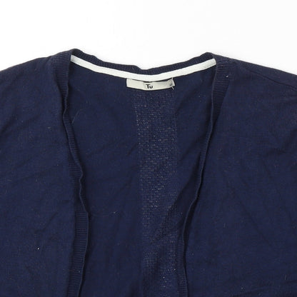 TU Womens Blue V-Neck Cotton Cardigan Jumper Size 12