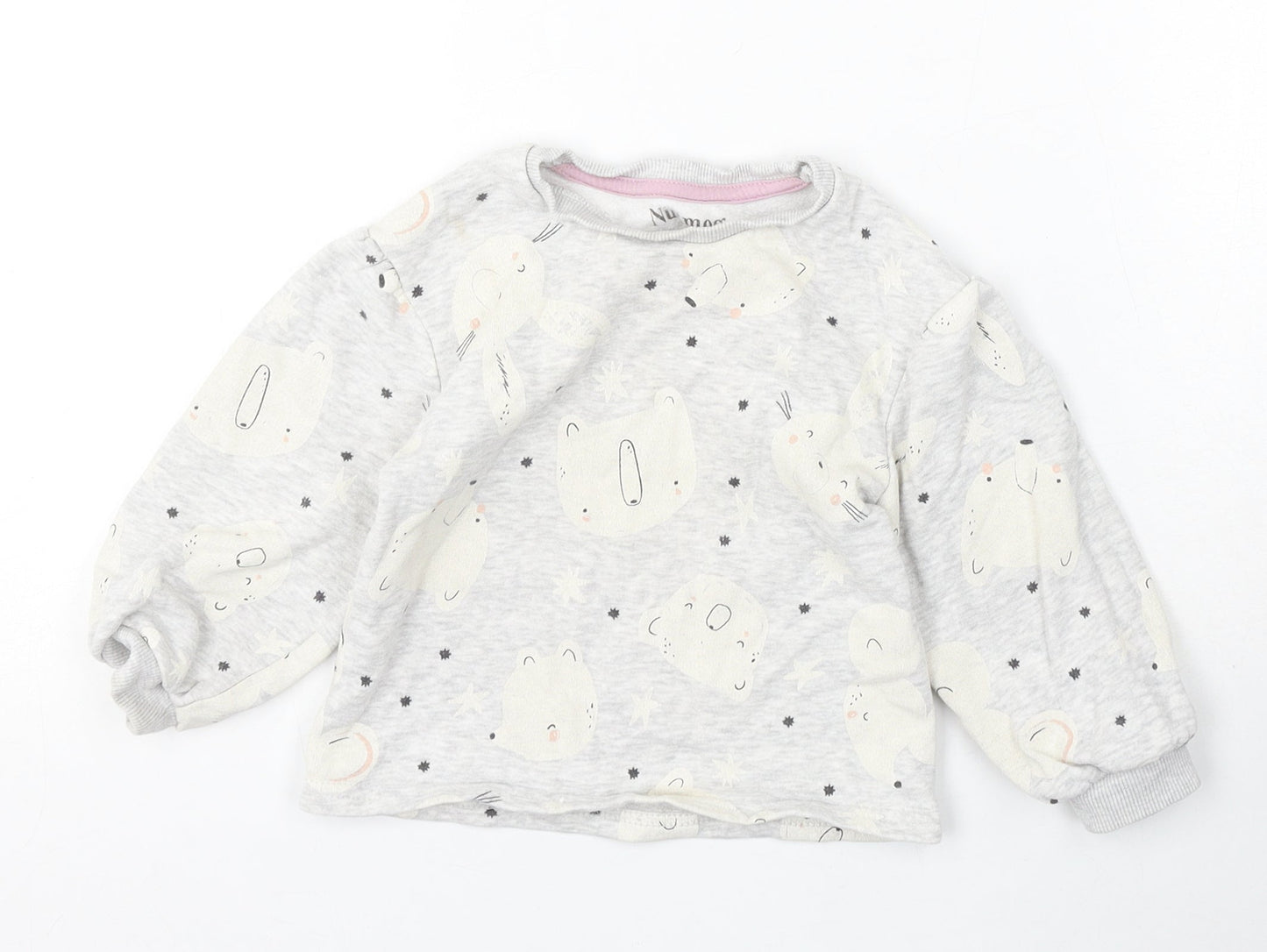 Nutmeg Boys Grey Round Neck Cotton Pullover Jumper Size 2-3 Years - Cute Animals