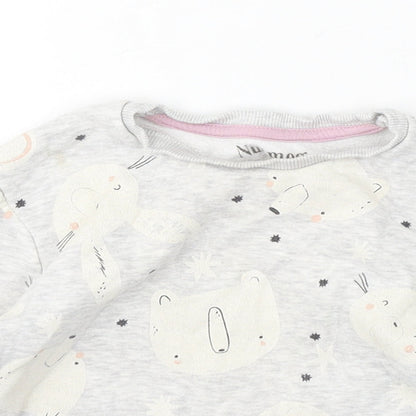 Nutmeg Boys Grey Round Neck Cotton Pullover Jumper Size 2-3 Years - Cute Animals