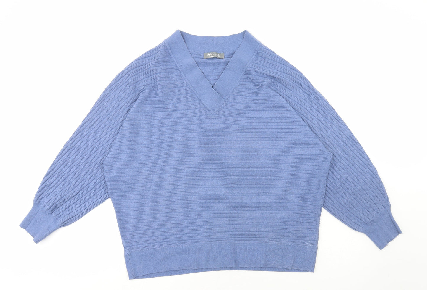 Nutmeg Womens Blue V-Neck Viscose Pullover Jumper Size 18