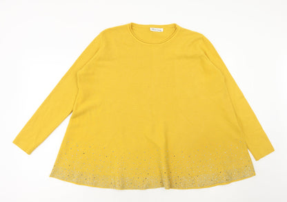 Max Long Womens Yellow Scoop Neck Viscose Pullover Jumper Size XL