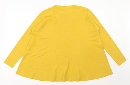 Max Long Womens Yellow Scoop Neck Viscose Pullover Jumper Size XL
