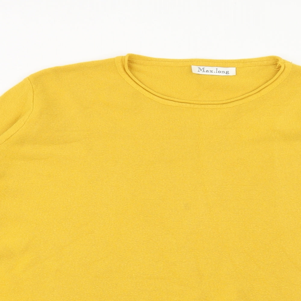 Max Long Womens Yellow Scoop Neck Viscose Pullover Jumper Size XL