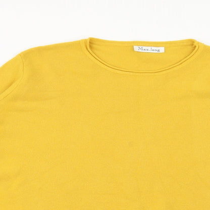 Max Long Womens Yellow Scoop Neck Viscose Pullover Jumper Size XL