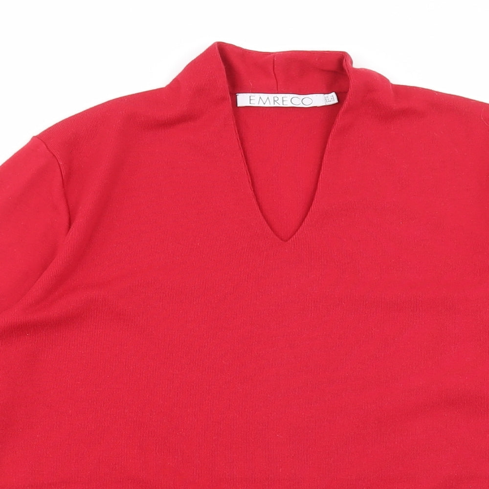 Womens UK Size 16 Emreco Red Basic T-Shirt