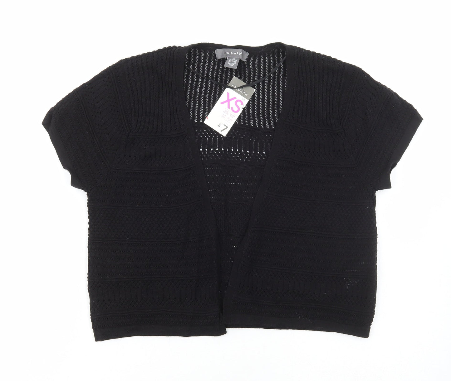 Primark Womens Black Cotton Cardigan Jumper Size XS