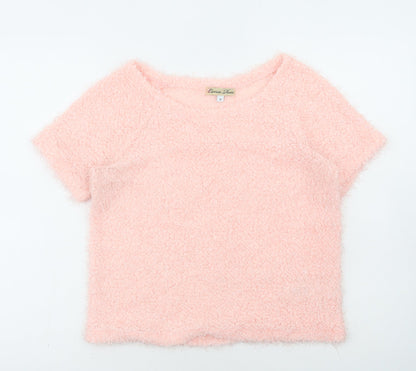 Cameo Rose Womens Pink Round Neck Polyester Pullover Jumper Size 10
