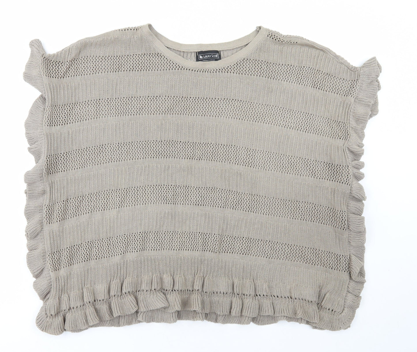 Laura Scott Womens Brown Round Neck Polyester Cape Jumper Size 6