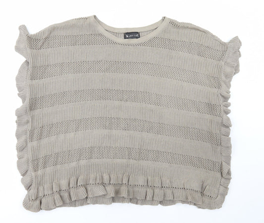 Laura Scott Womens Brown Round Neck Polyester Cape Jumper Size 6