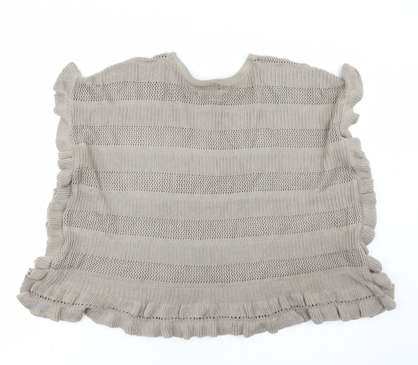 Laura Scott Womens Brown Round Neck Polyester Cape Jumper Size 6