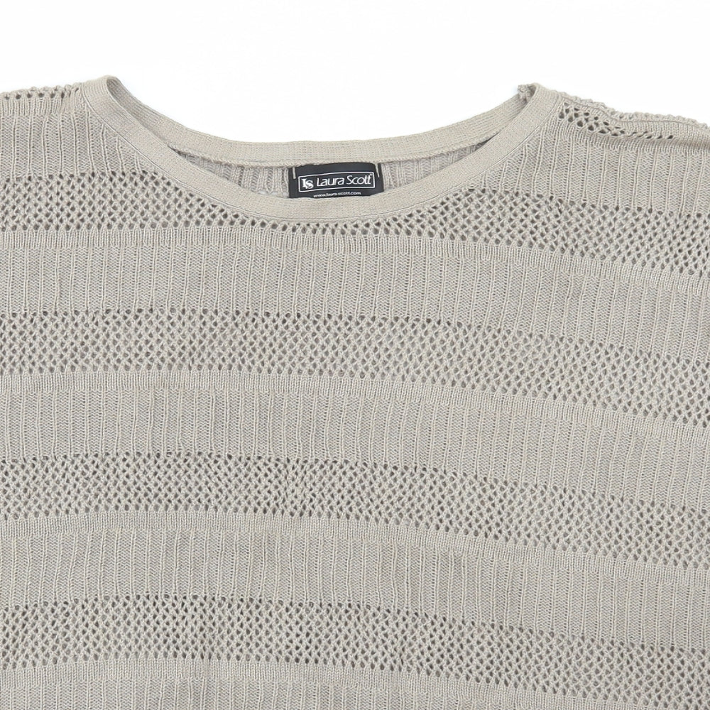 Laura Scott Womens Brown Round Neck Polyester Cape Jumper Size 6