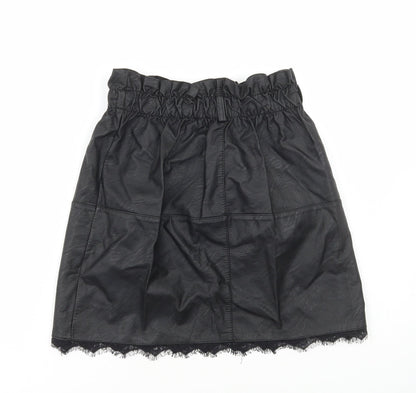 Preworn Womens Black Polyester A-Line Skirt Size M