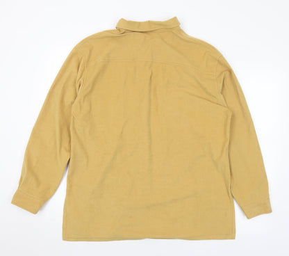 Samanta Womens Yellow Polyester Jersey Button-Up Size L Collared