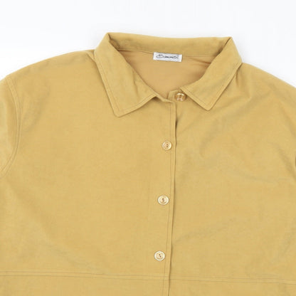 Samanta Womens Yellow Polyester Jersey Button-Up Size L Collared