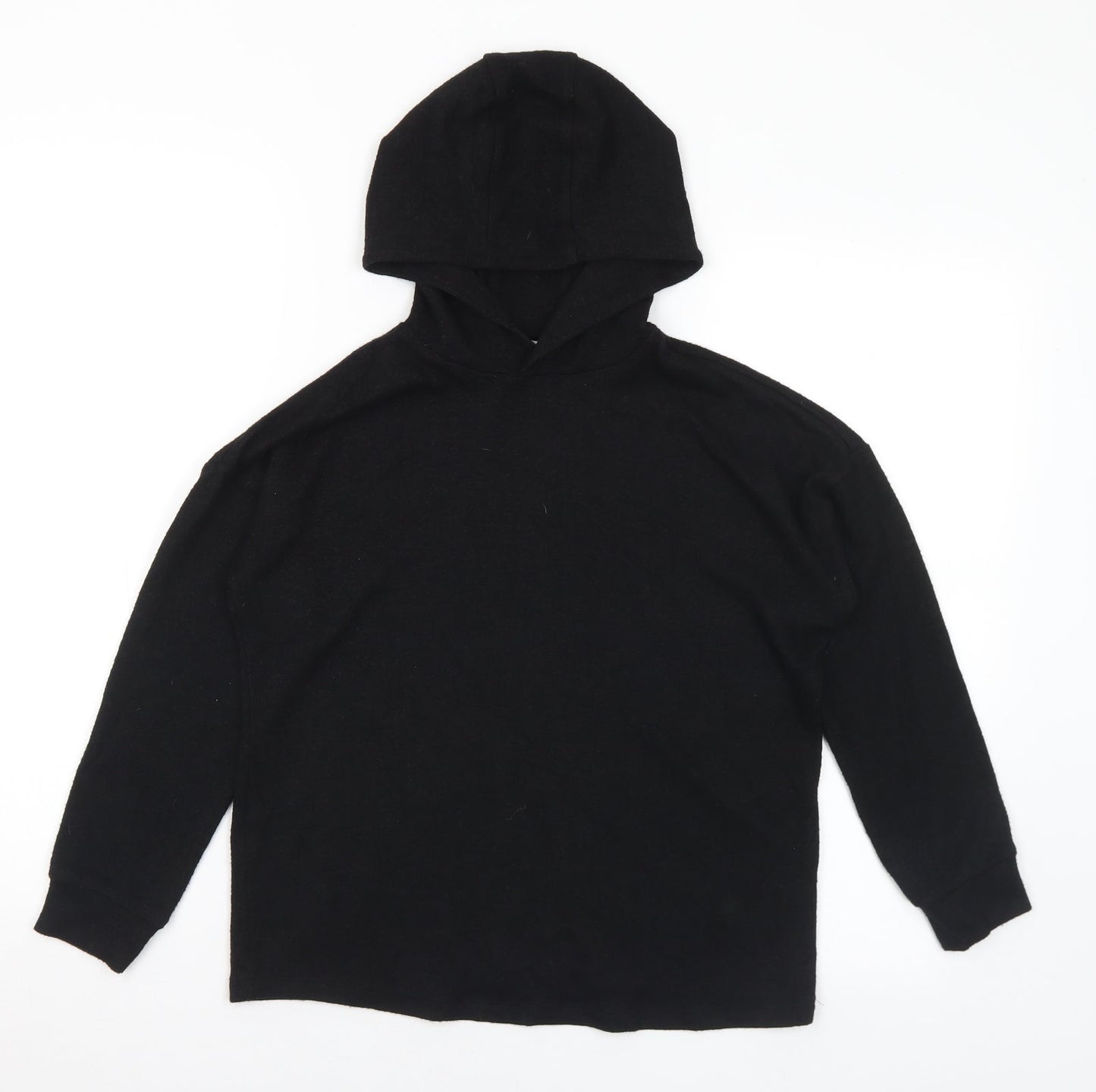 Marks and Spencer Girls Black Viscose Pullover Hoodie Size 10-11 Years