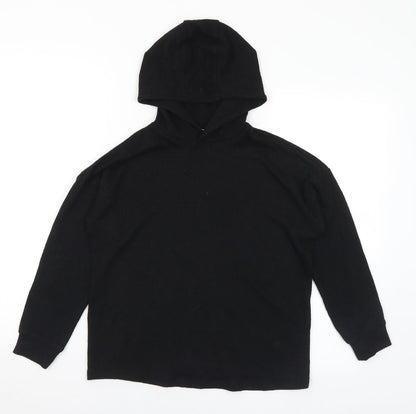Marks and Spencer Girls Black Viscose Pullover Hoodie Size 10-11 Years