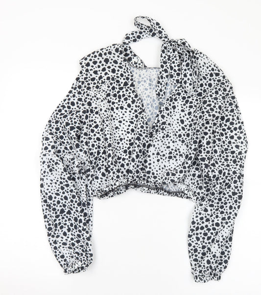 I SAW IT FIRST Womens White Animal Print Polyester Basic Blouse Size 12 Halter