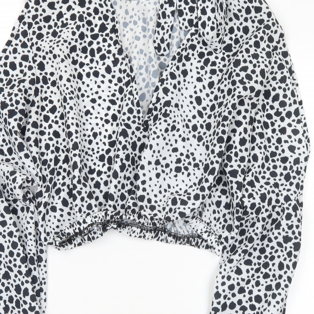 I SAW IT FIRST Womens White Animal Print Polyester Basic Blouse Size 12 Halter