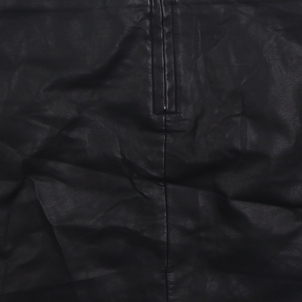 Papaya Womens Black Polyurethane A-Line Skirt Size 12 Zip
