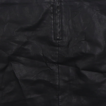 Papaya Womens Black Polyurethane A-Line Skirt Size 12 Zip