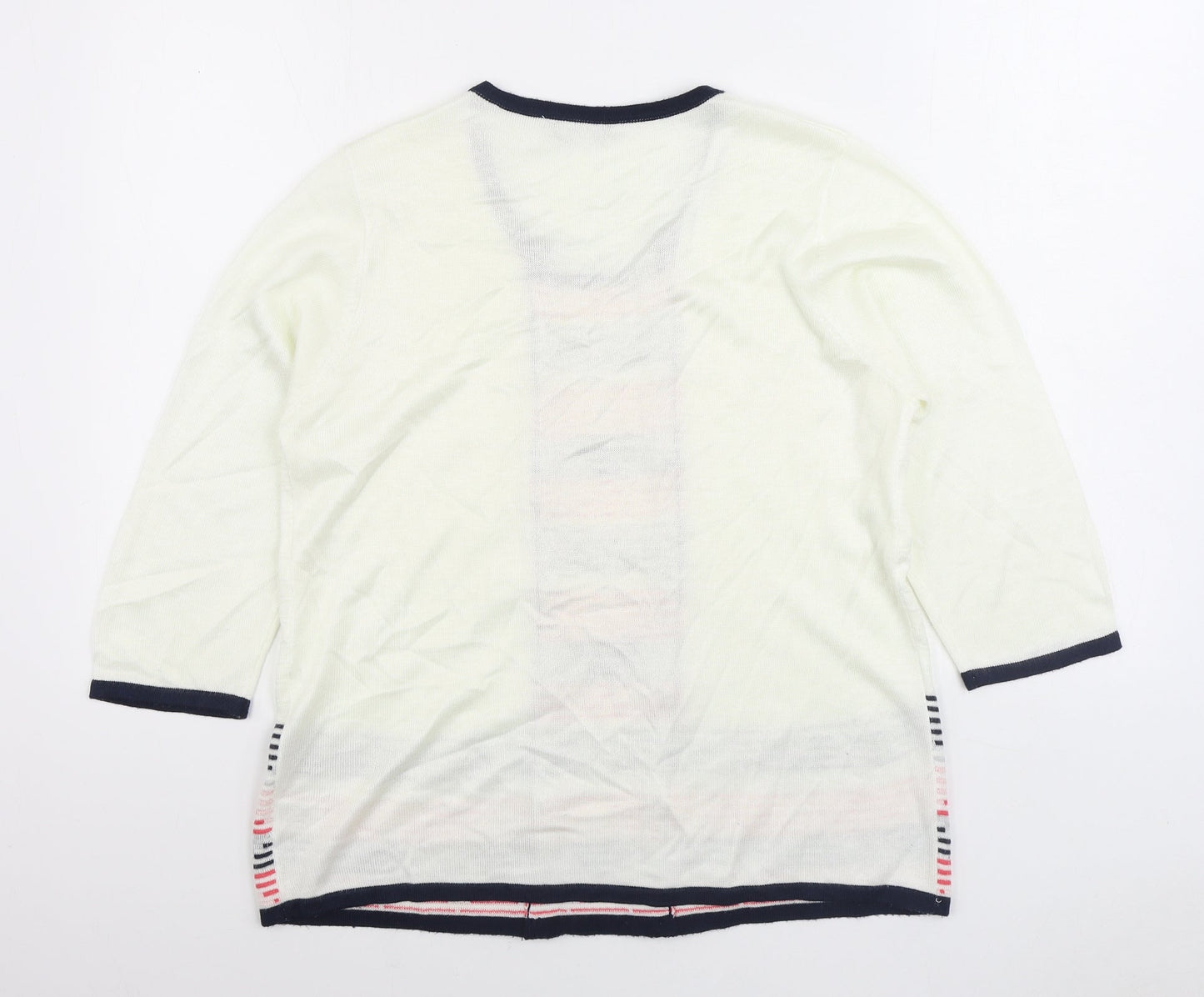 Classic Womens White Round Neck Acrylic Pullover Jumper Size M