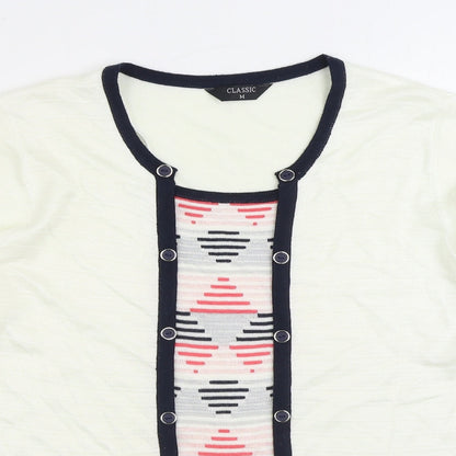 Classic Womens White Round Neck Acrylic Pullover Jumper Size M