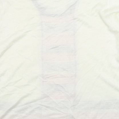 Classic Womens White Round Neck Acrylic Pullover Jumper Size M