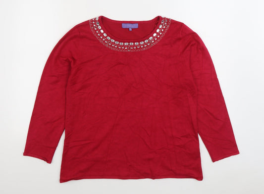 Autonomy Womens Red Boat Neck Viscose Pullover Jumper Size M