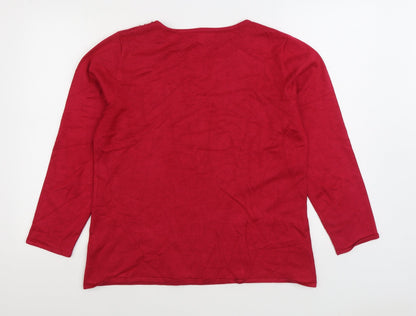 Autonomy Womens Red Boat Neck Viscose Pullover Jumper Size M