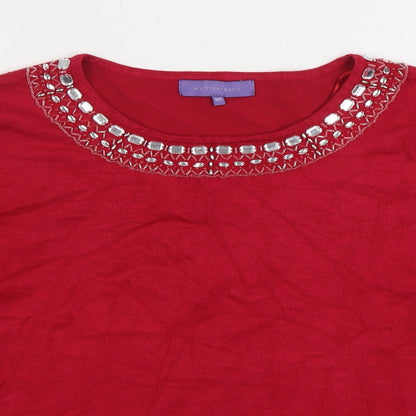 Autonomy Womens Red Boat Neck Viscose Pullover Jumper Size M
