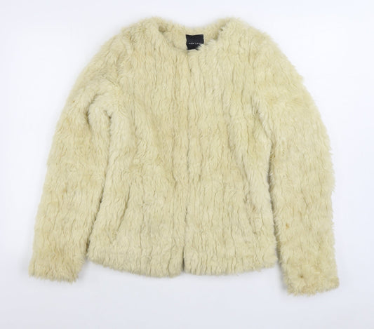 New Look Womens Beige Jacket Size 8 Hook & Eye