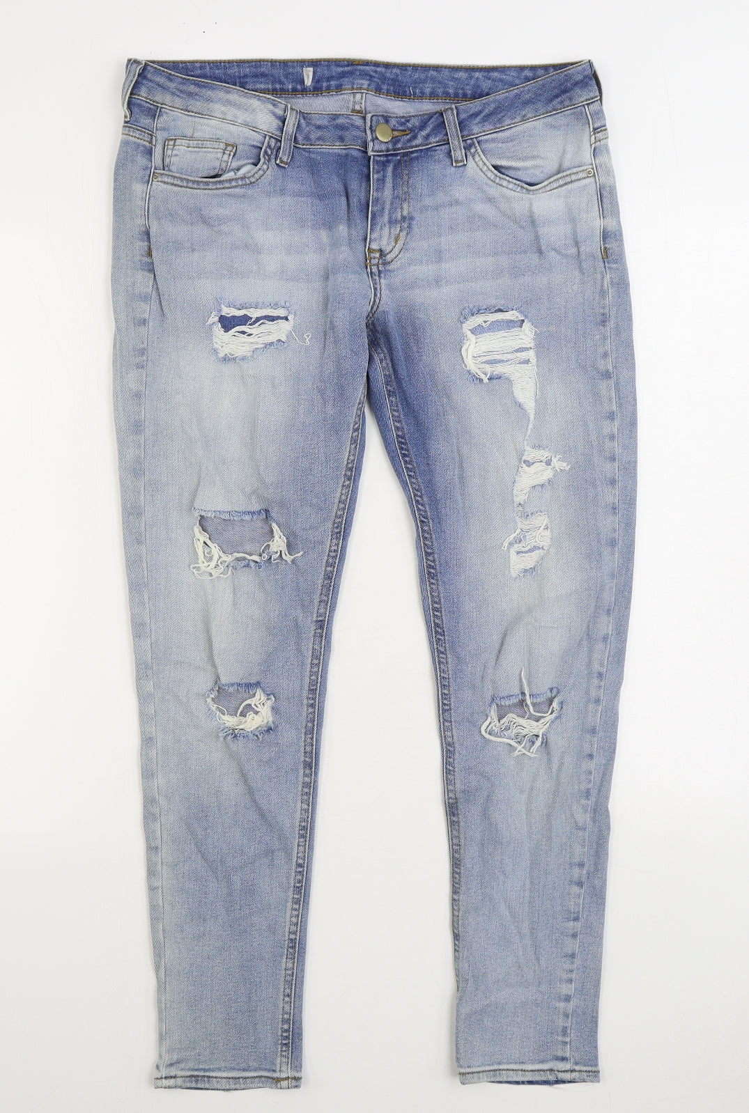 Denim & Co. Womens Blue Cotton Skinny Jeans Size 10 L30 in Regular Zip