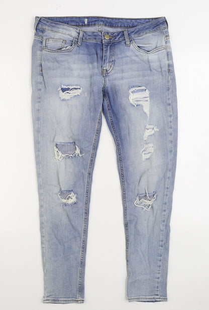 Denim & Co. Womens Blue Cotton Skinny Jeans Size 10 L30 in Regular Zip