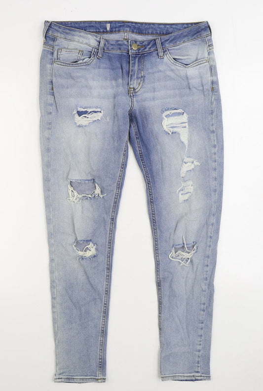 Denim & Co. Womens Blue Cotton Skinny Jeans Size 10 L30 in Regular Zip