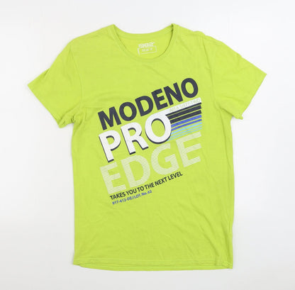 1982 Mens Green Cotton T-Shirt Size M Round Neck - Modeno Pro Edge