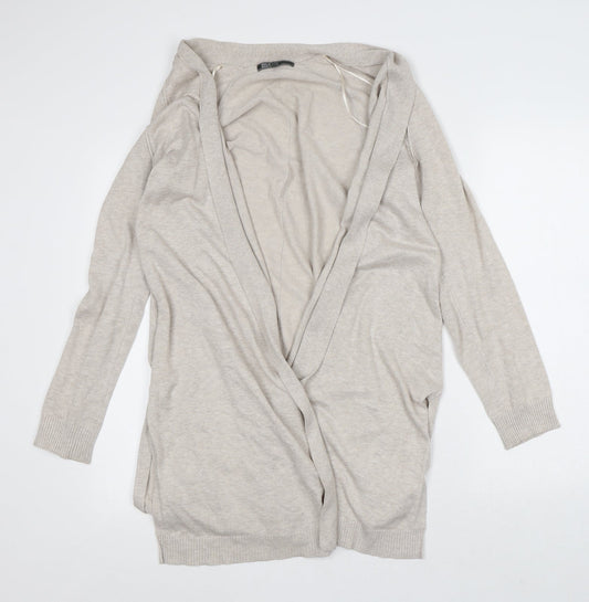 89th & Madison Womens Beige V-Neck Rayon Cardigan Jumper Size S