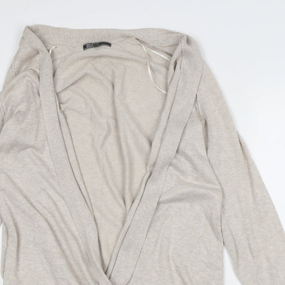 89th & Madison Womens Beige V-Neck Rayon Cardigan Jumper Size S