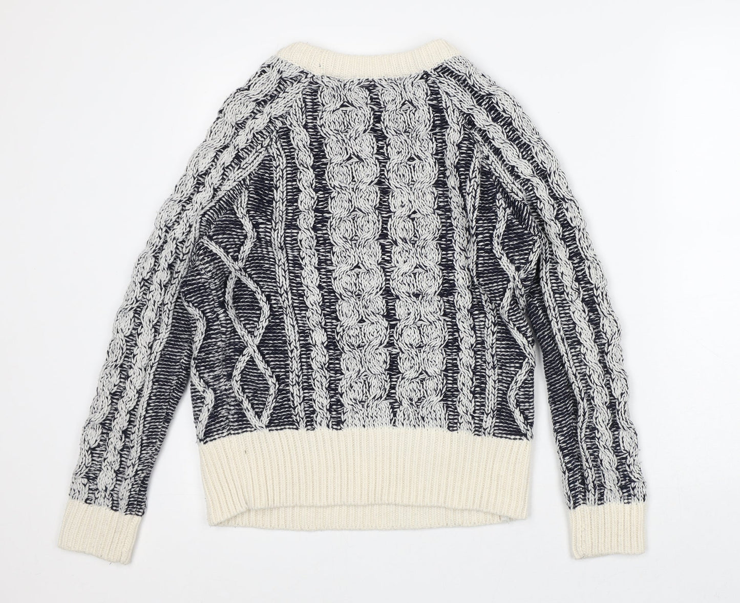 TU Womens Blue Round Neck Geometric Acrylic Pullover Jumper Size 10