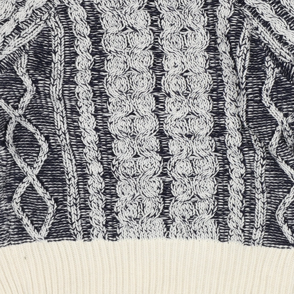 TU Womens Blue Round Neck Geometric Acrylic Pullover Jumper Size 10