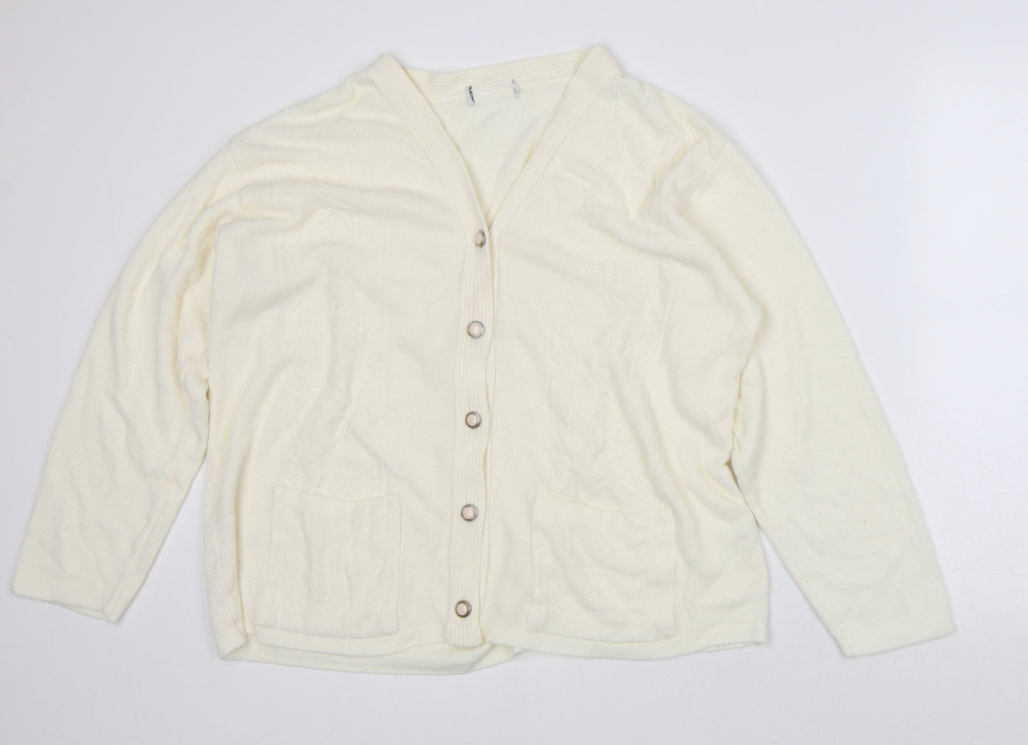 Womens UK Size XL Preworn Beige Cardigan Jumper