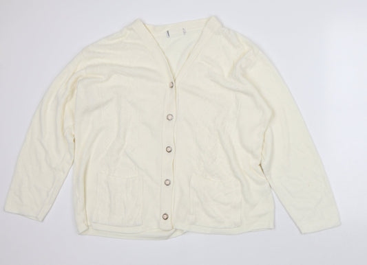 Womens UK Size XL Preworn Beige Cardigan Jumper