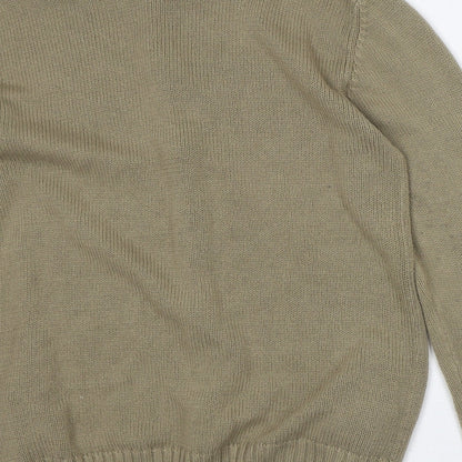 Oak Valley Mens Green High Neck Acrylic Full Zip Jumper Size L