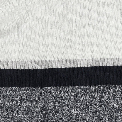 George Mens Grey Crew Neck Striped Acrylic Pullover Jumper Size L