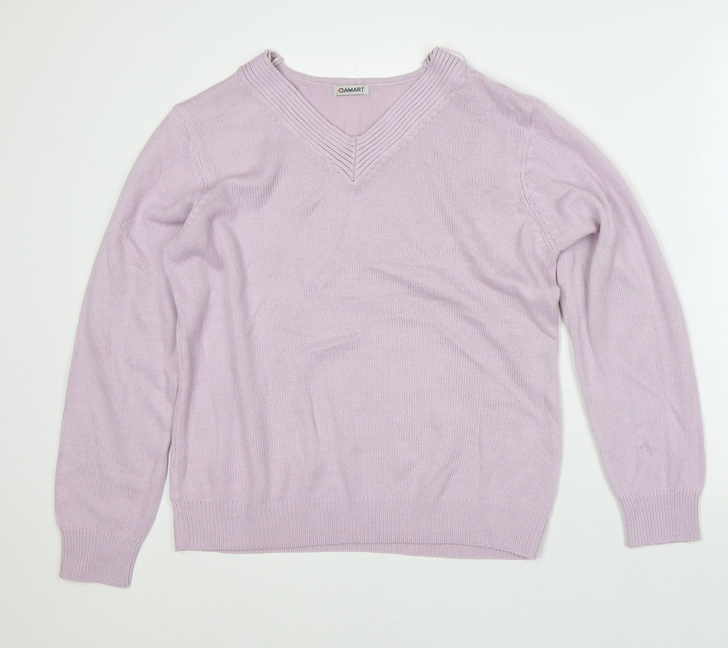 Damart Womens Pink V-Neck Acrylic Pullover Jumper Size 14