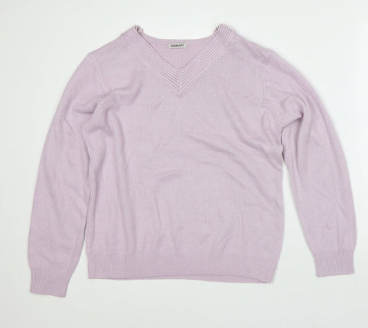 Damart Womens Pink V-Neck Acrylic Pullover Jumper Size 14