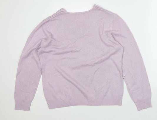 Damart Womens Pink V-Neck Acrylic Pullover Jumper Size 14