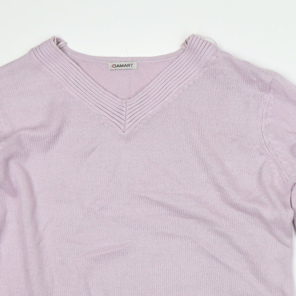 Damart Womens Pink V-Neck Acrylic Pullover Jumper Size 14