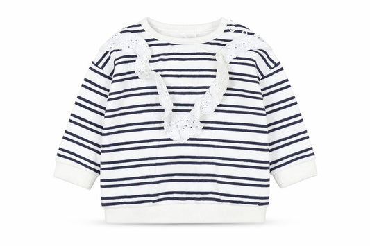 F&F Baby White Striped Cotton Pullover Jumper Size 3-6 Months