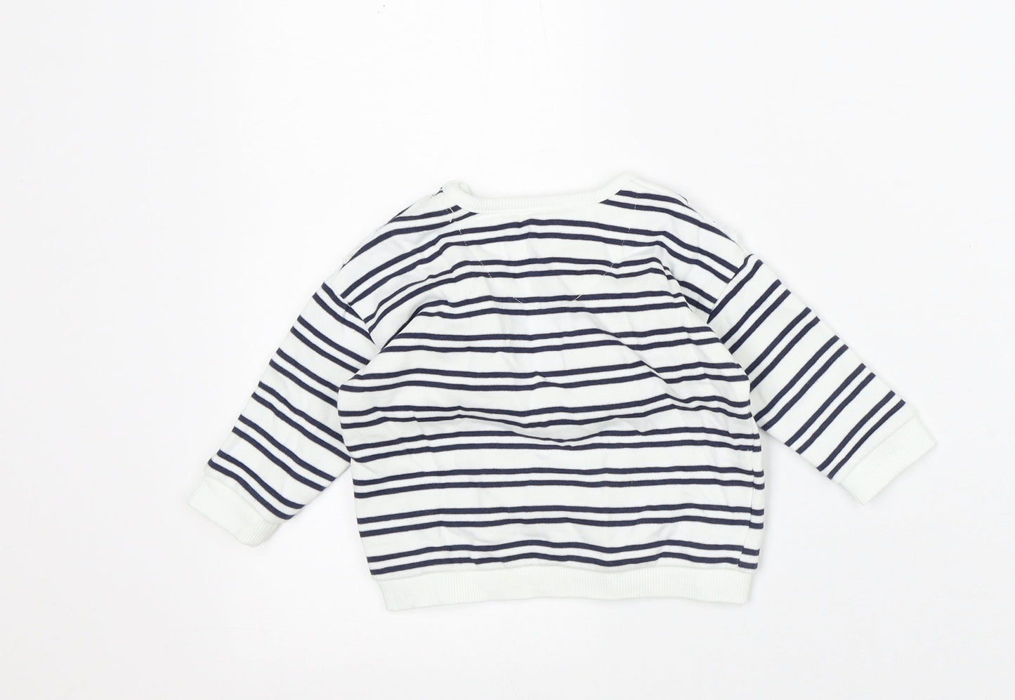 F&F Baby White Striped Cotton Pullover Jumper Size 3-6 Months
